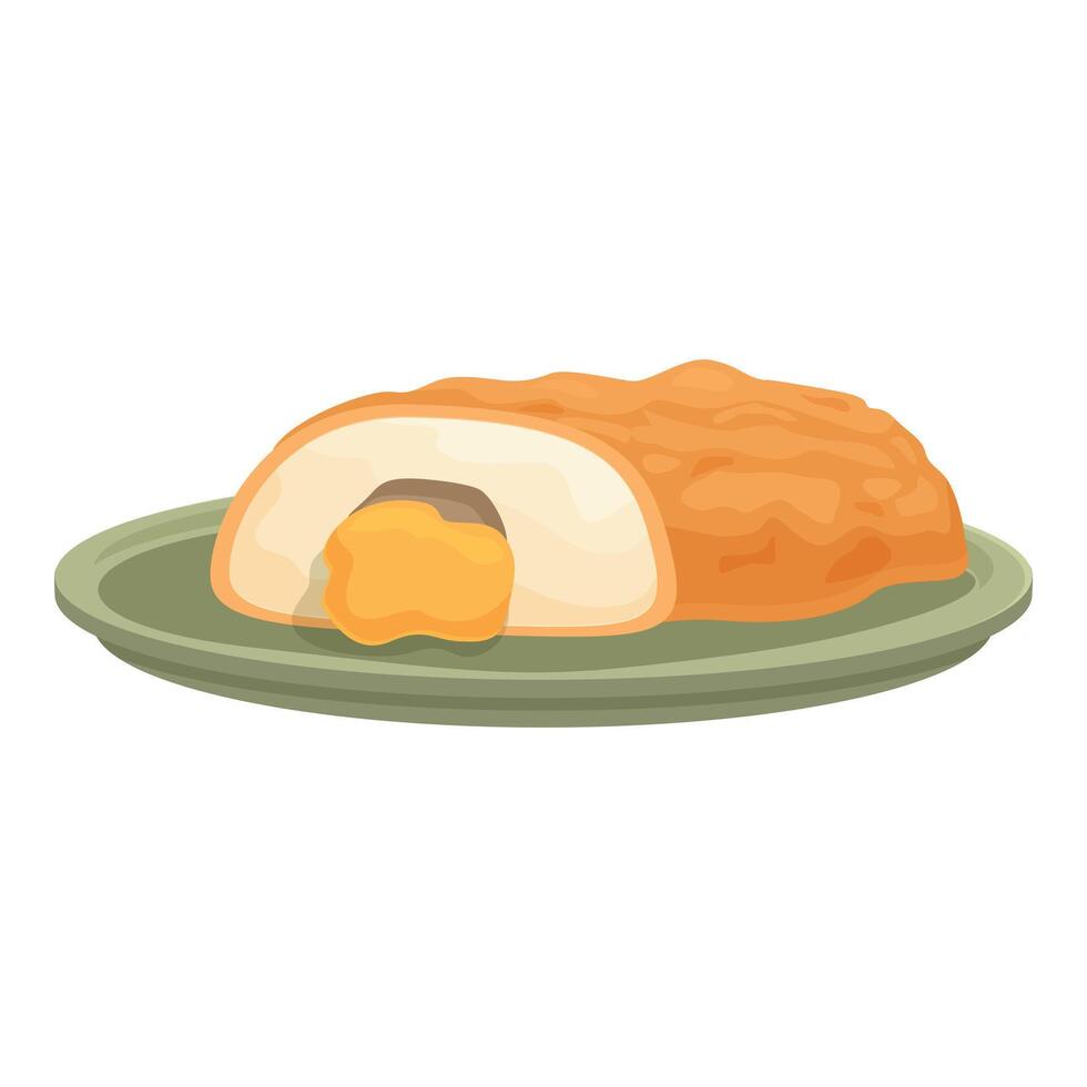 Fresh baked calzone on plate illustration vector