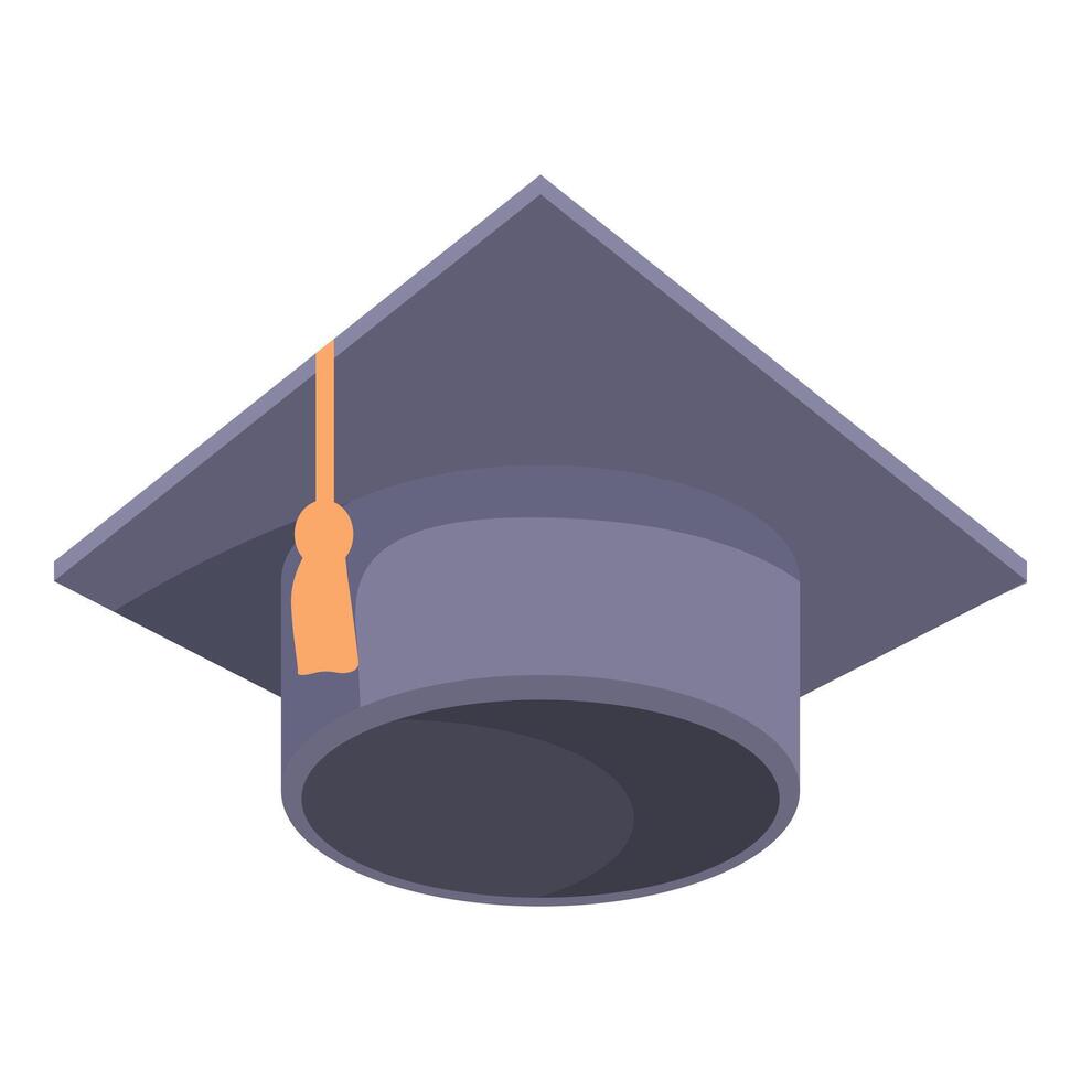 Isometric illustration of a classic graduation cap with a tassel vector
