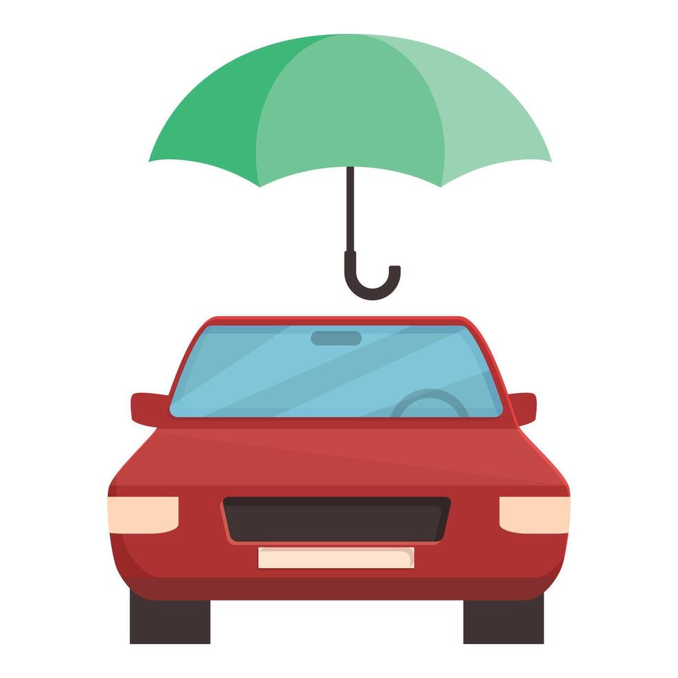 Car under green umbrella protection concept vector