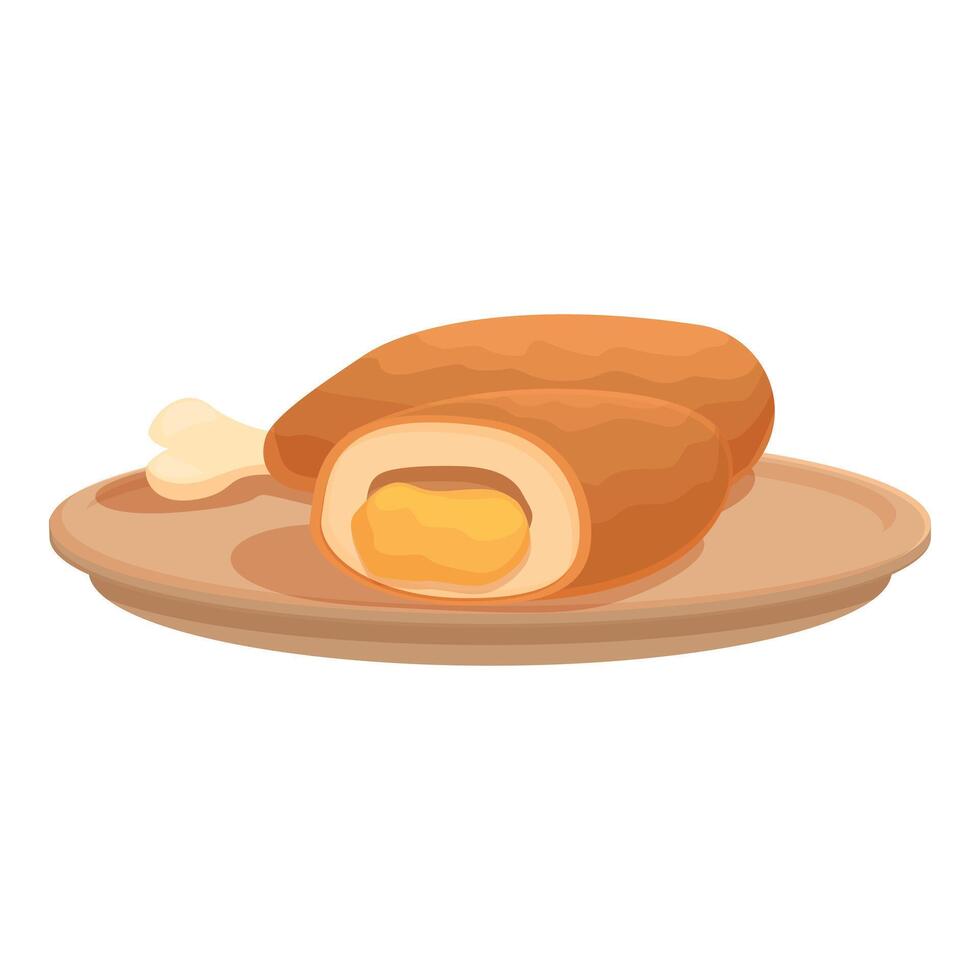 Cartoon scotch egg on wooden plate vector
