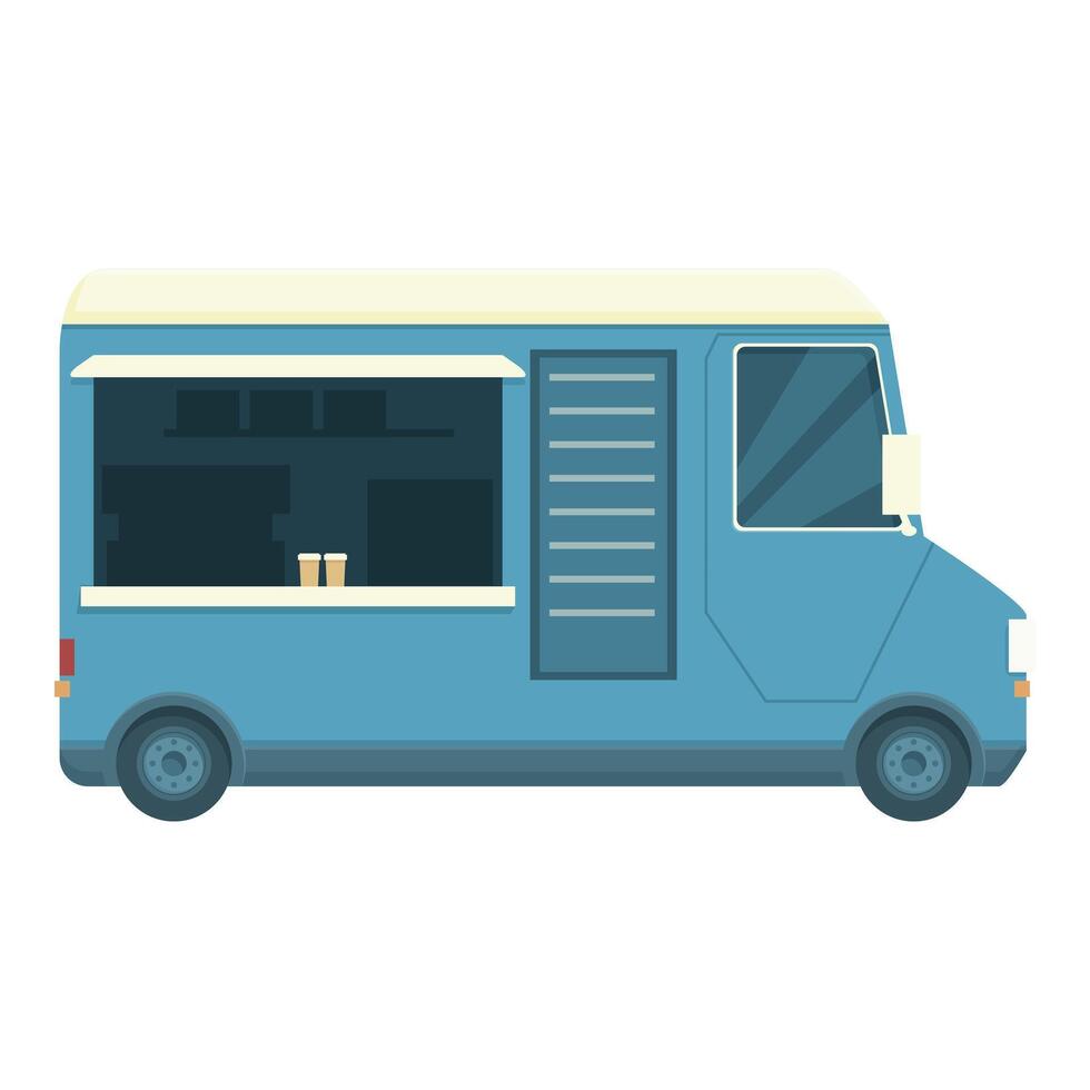 illustration of a blue food truck vector