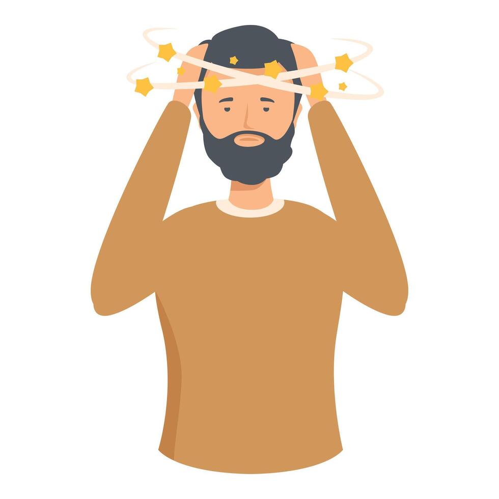 Man with dizzy stars illustration vector