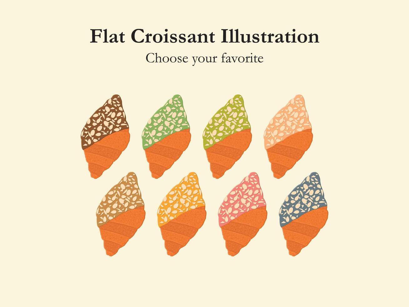 flat croissant viral cafe bakery cake snack idea event dessert food creative illustration fat vector