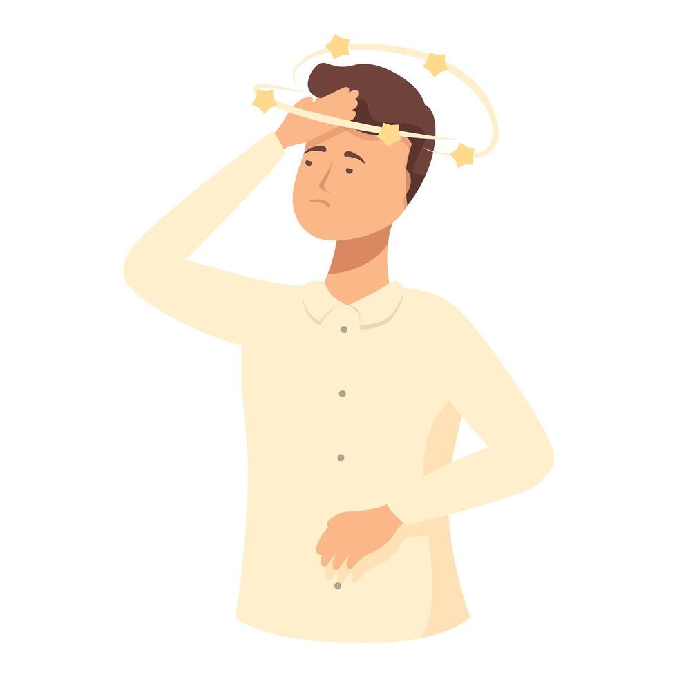 Cartoon man with dizzy expression and stars vector