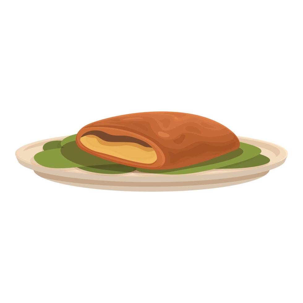 Cartoon steak on a plate illustration vector