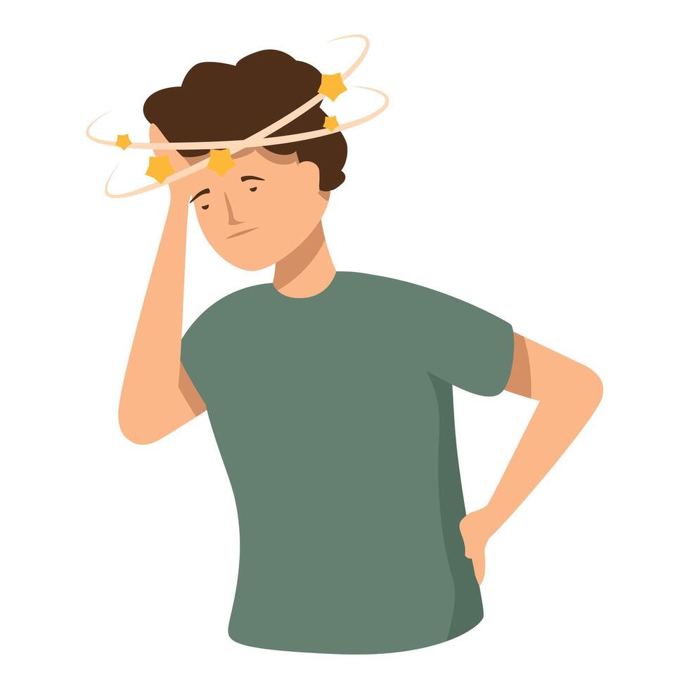Dizzy cartoon man with stars illustration vector
