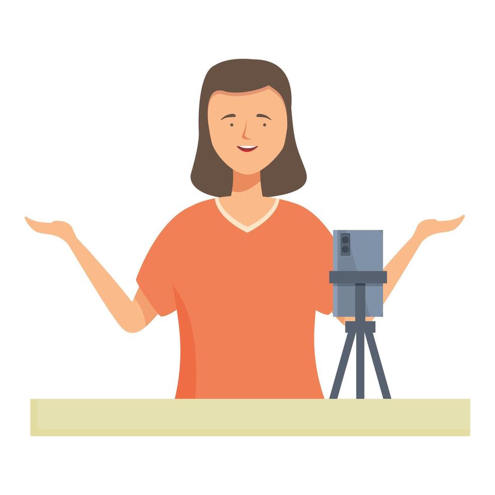 Female presenter with camera illustration vector