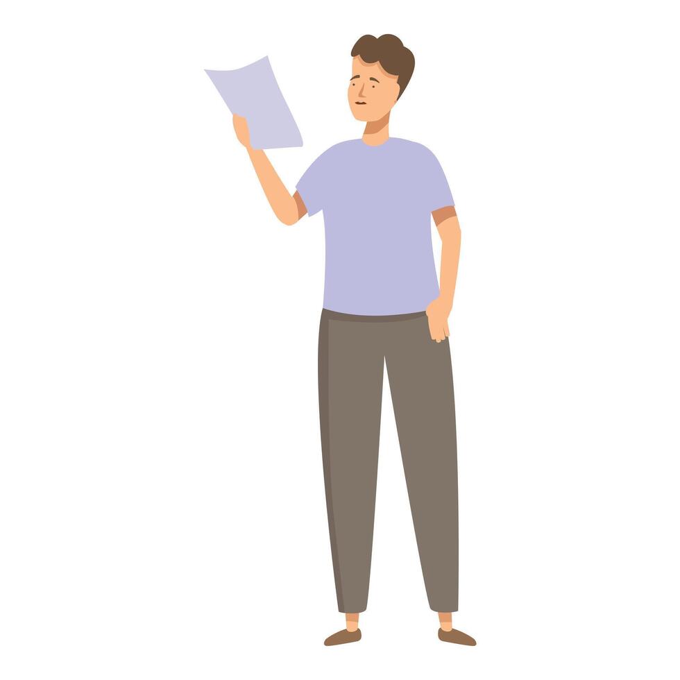 Confused man holding a document vector