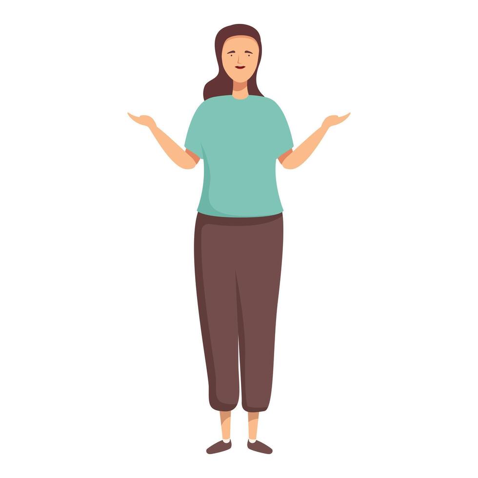 Young woman showing balance with open hands vector