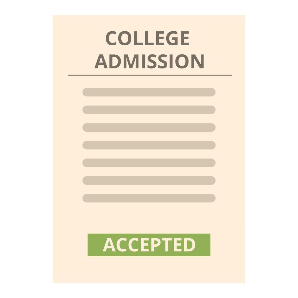 Accepted college admission application concept vector