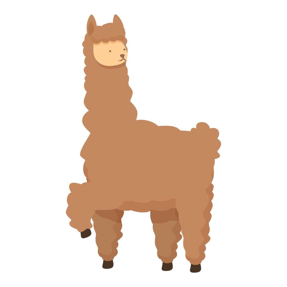 Digital illustration of a cute, brown, cartoon alpaca on a white background vector