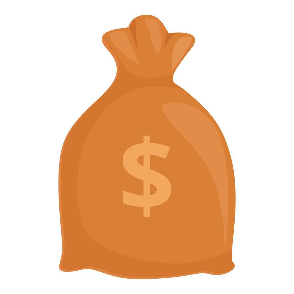 Simple illustration of an orange money bag with a dollar sign symbol, isolated on a white background vector