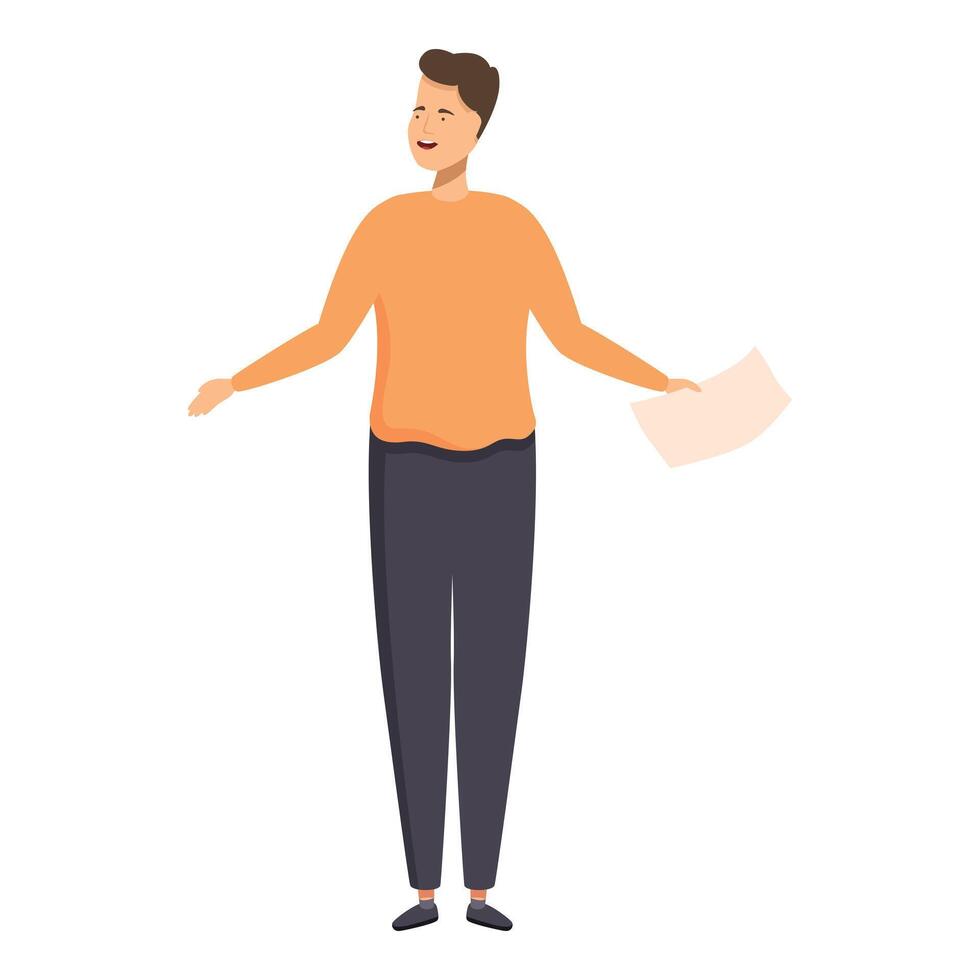Happy cartoon man with document vector