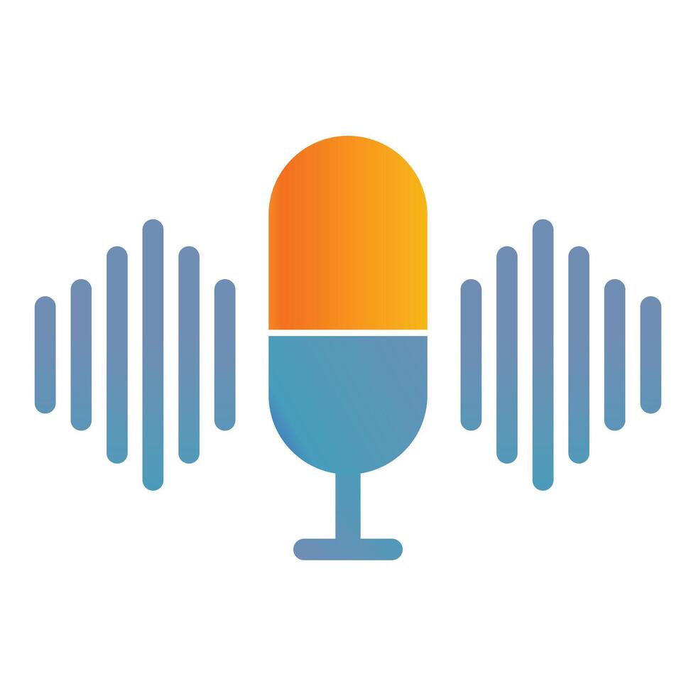 Podcast microphone icon with sound waves vector