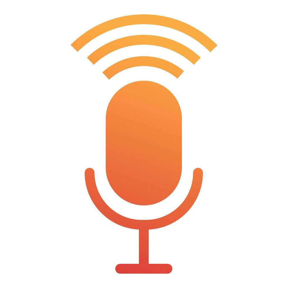 Podcast microphone icon with signal waves vector