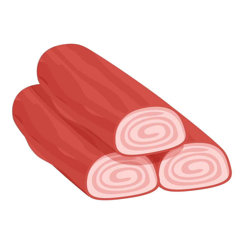 Cartoon rolled ham slices illustration vector