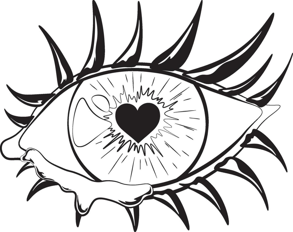 Loving look black and white artistic illustration vector