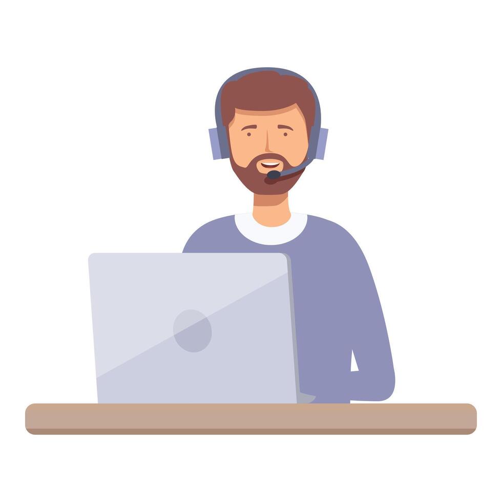 Professional customer service agent at work vector