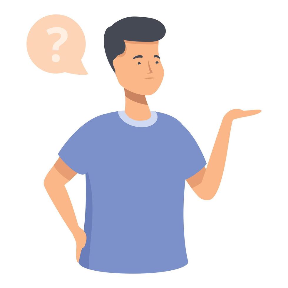 Pensive man with question mark vector