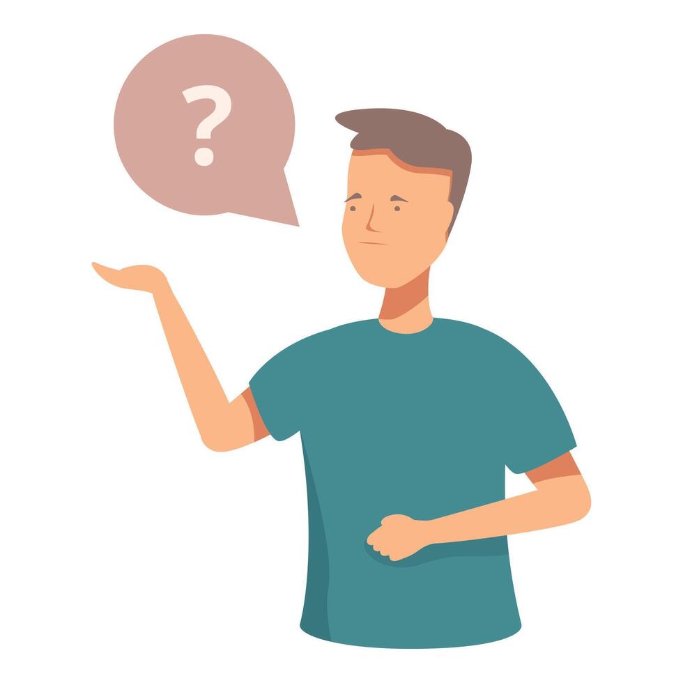 Perplexed young man with question mark vector