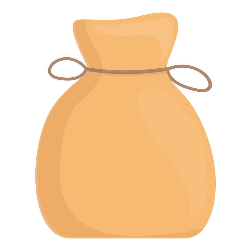 graphic of a simple, stylized beige money bag with a tied rope vector