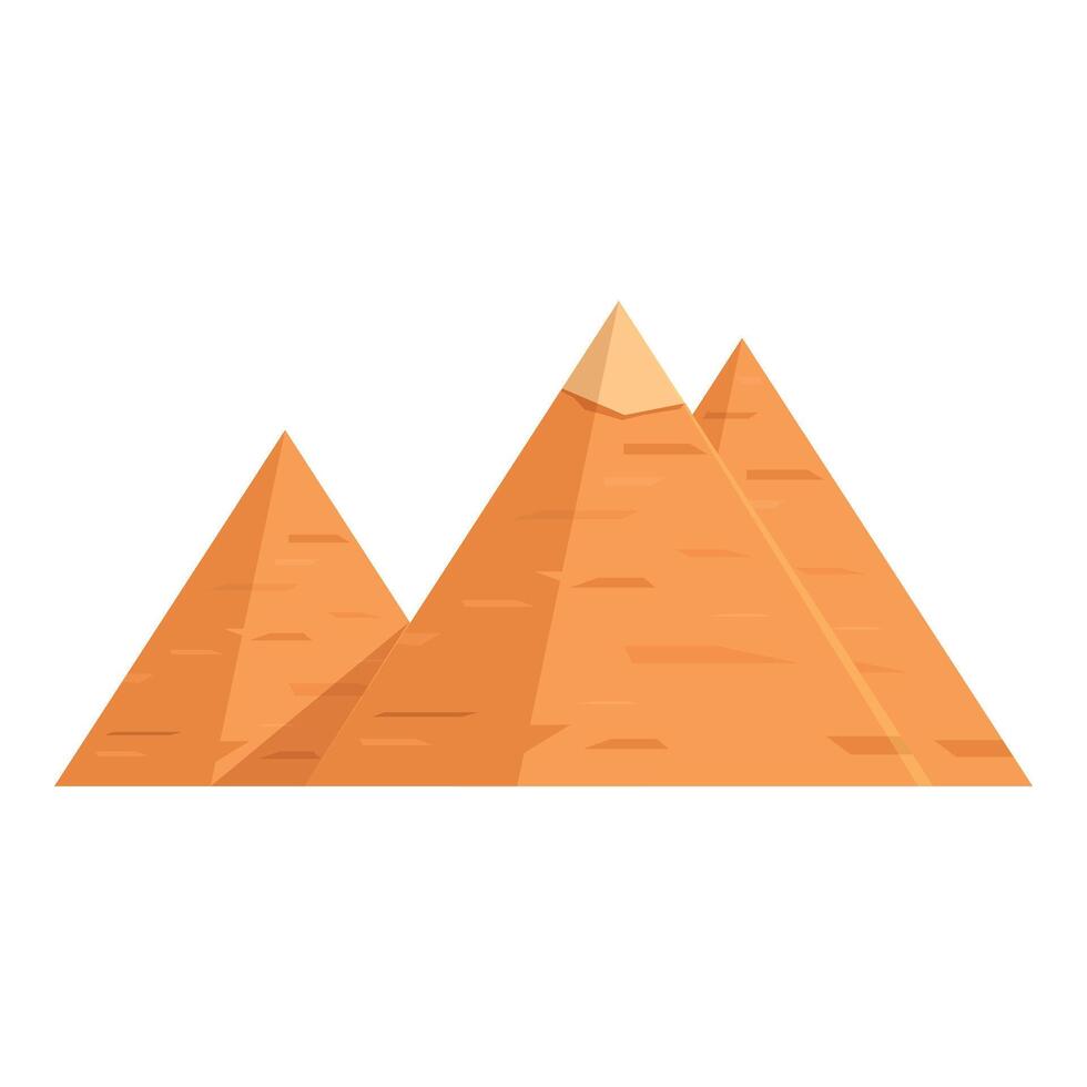 Stylized illustration of three orange cartoon pyramids on a white background vector