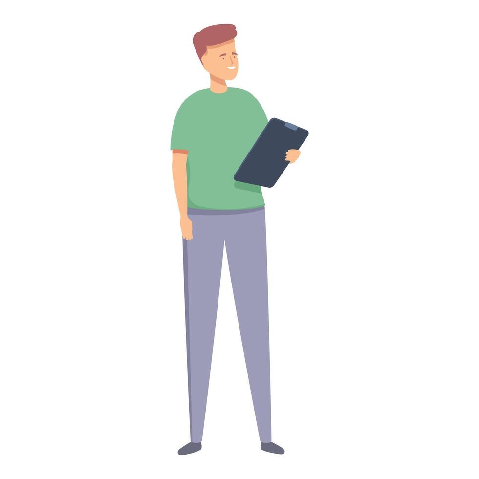 Young man holding a tablet illustration vector