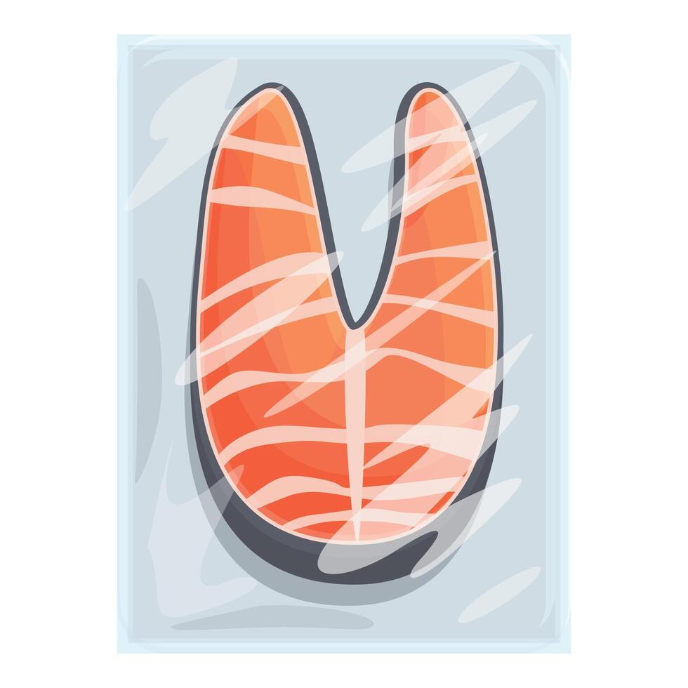 Fresh salmon steak vacuum packaging illustration vector
