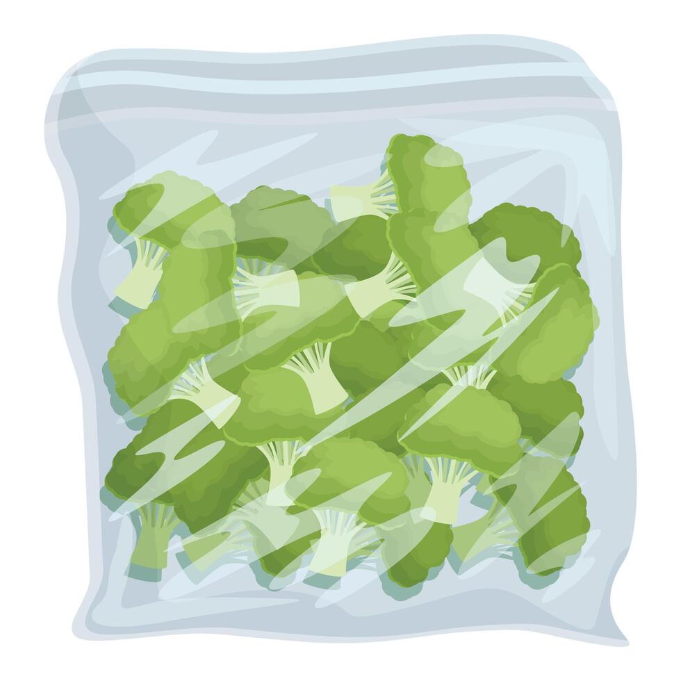 Fresco brócoli en un el plastico bolso ilustración vector