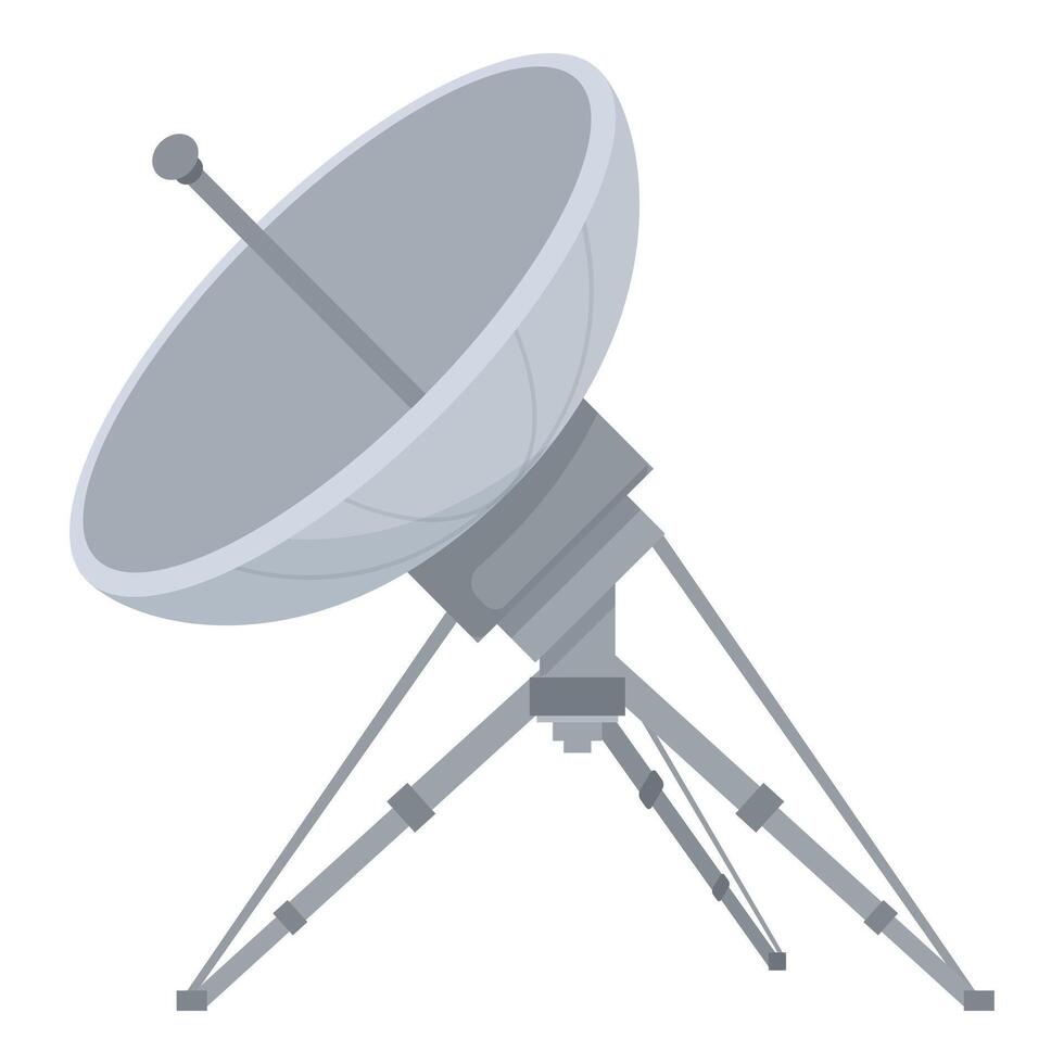 graphic of a stylized gray satellite dish for telecommunications and broadcasting vector