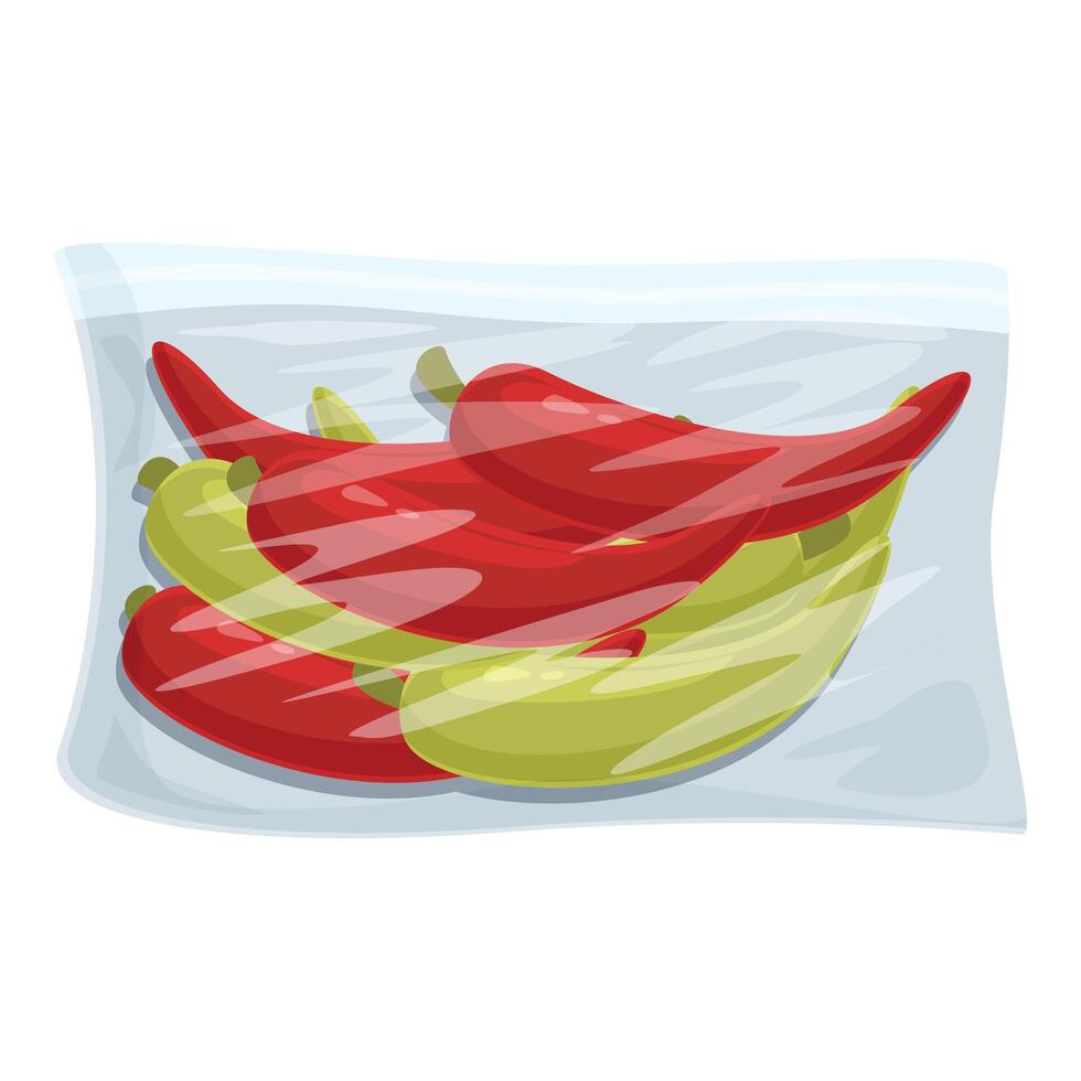 Assorted bell peppers in plastic bag illustration vector