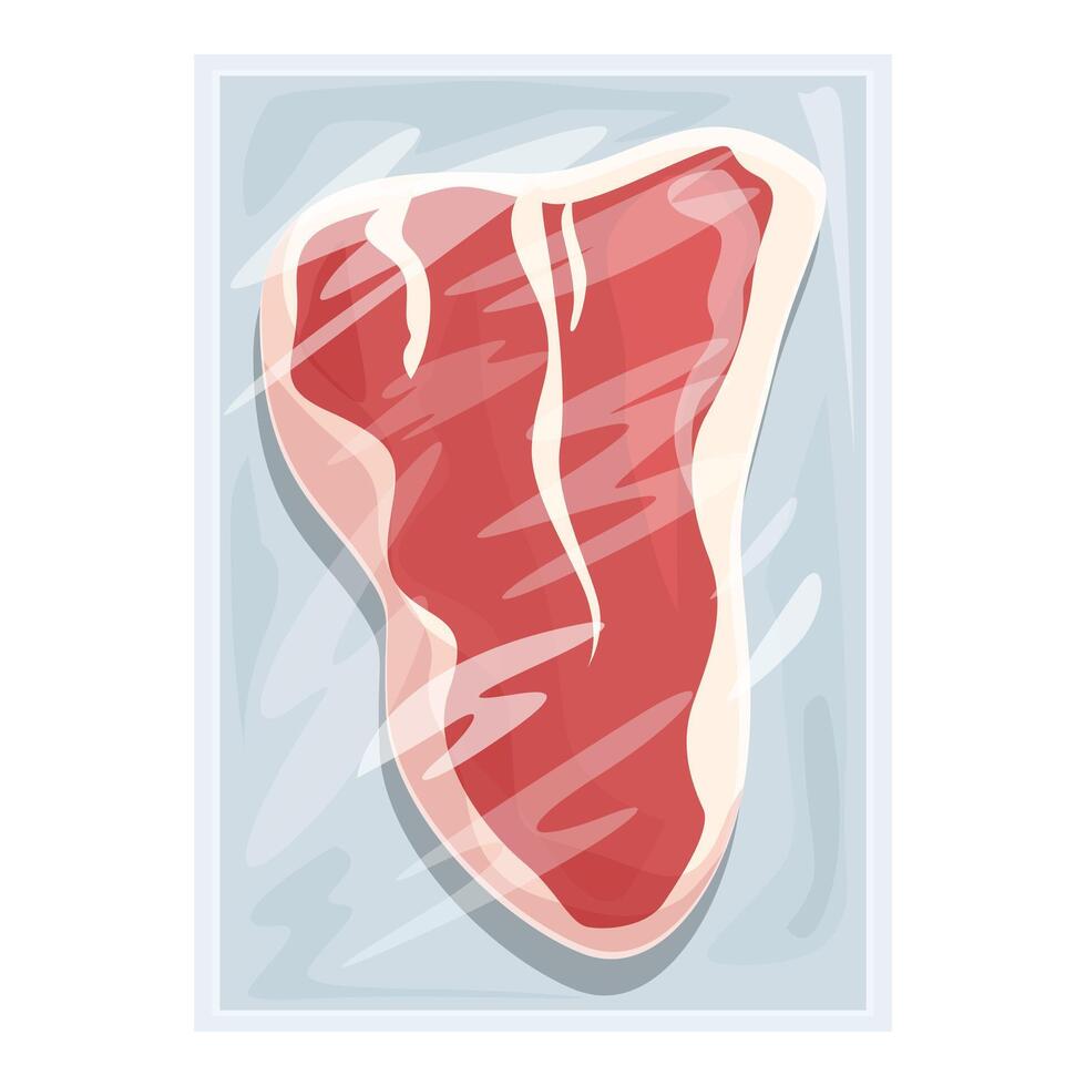 Stylized illustration of a red steak wrapped in plastic, symbolizing fresh meat vector