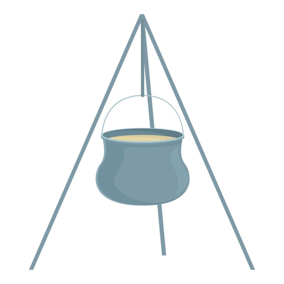 Camping tripod cooking pot isolated illustration vector