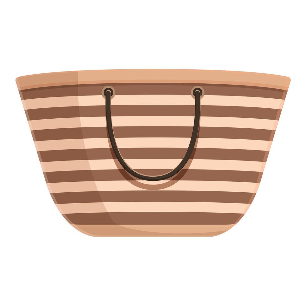 Flat illustration of a striped beach tote bag with handles vector