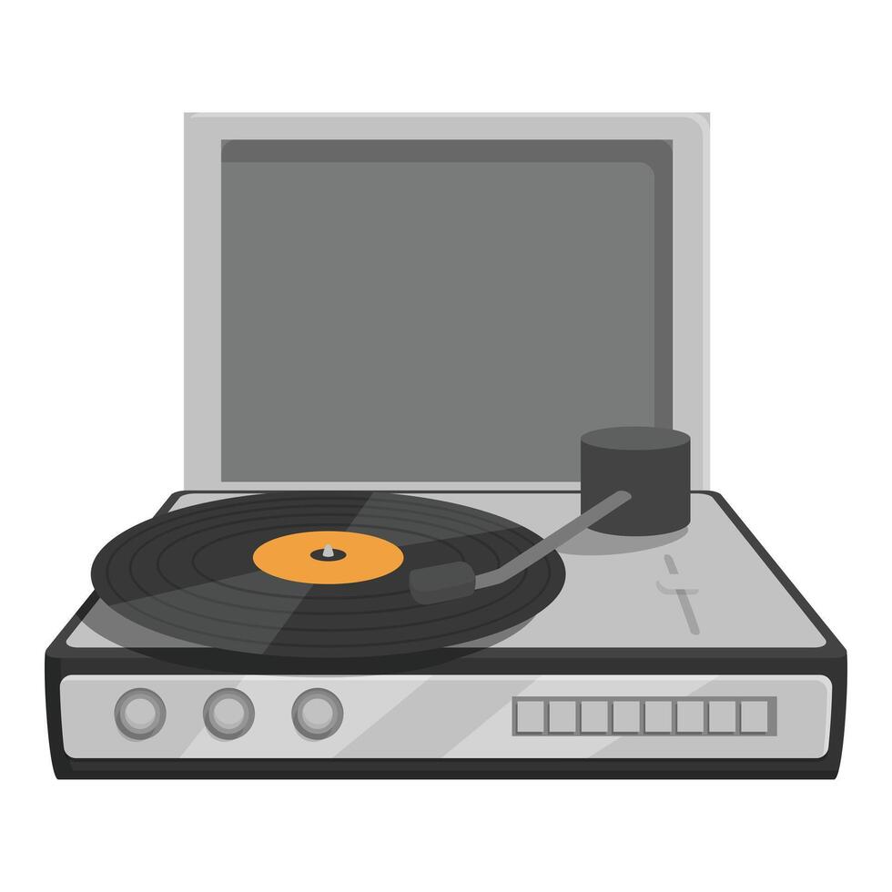 Flat of a classic vinyl record player, symbolizing retro music technology vector