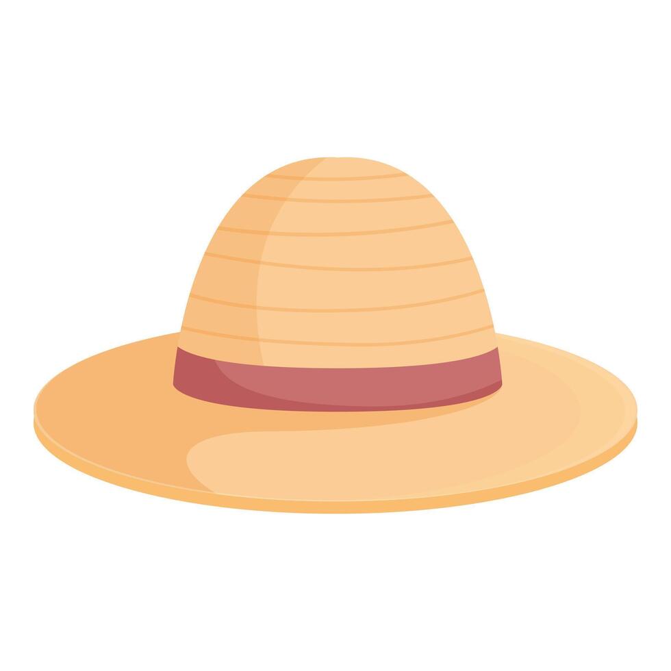 Flat design of a straw hat with a ribbon, isolated on white background vector