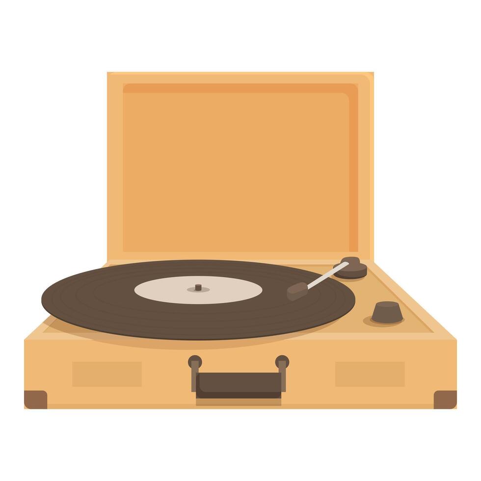 Digital illustration of a classic wooden record player with a vinyl record vector