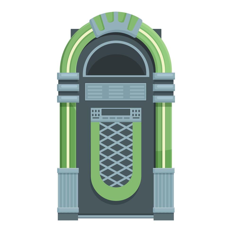 Flat design of a classic green and gray jukebox, perfect for retrothemed graphics vector