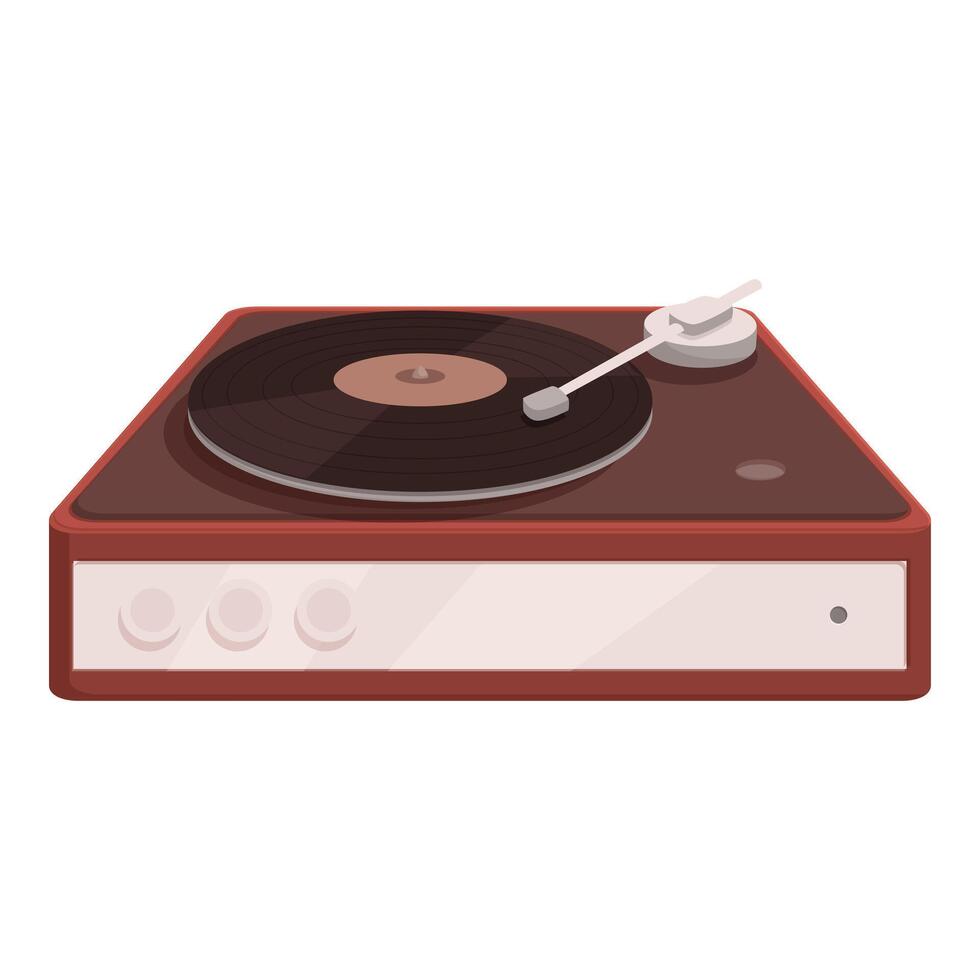 Detailed illustration of a retro vinyl record player in a stylish flat design vector