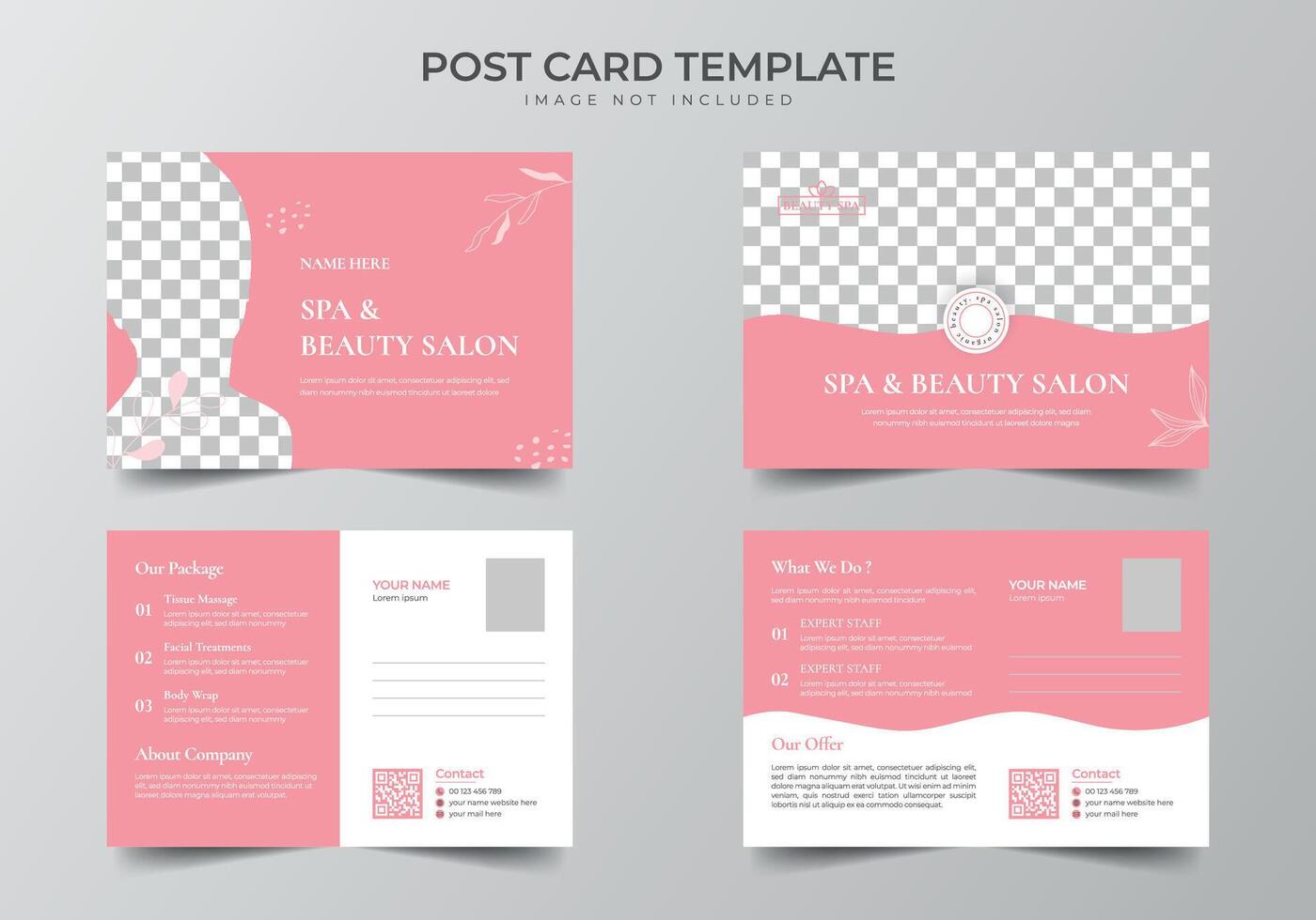 Spa Beauty Salon Postcard Set Template vector