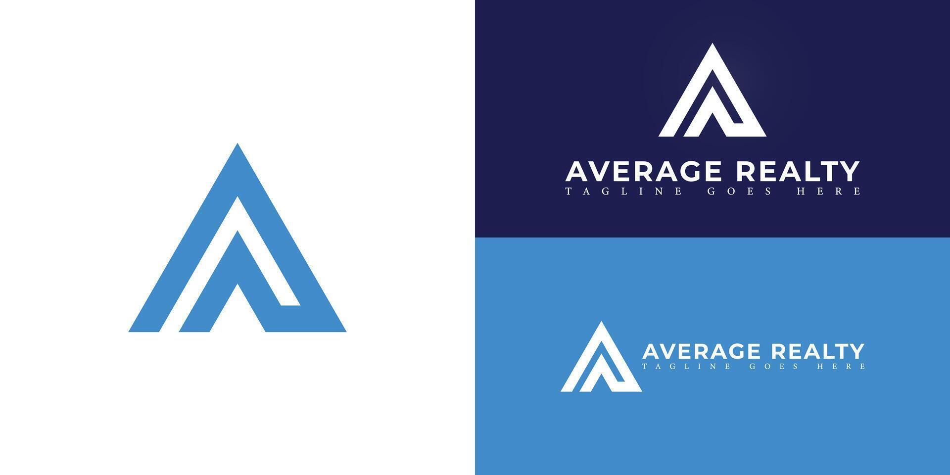 Abstract initial triangle letter AR or RA logo in blue color isolated on multiple background colors. The logo is suitable for commercial real estate investment firm logo design inspiration templates. vector