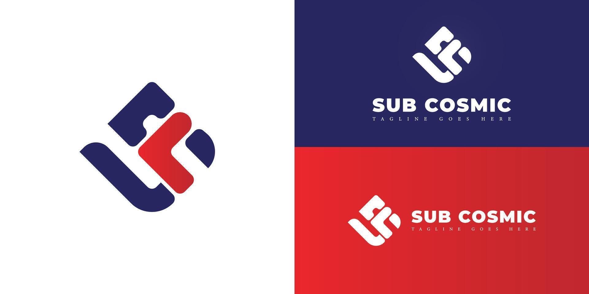Abstract initial square letter SC or CS logo in blue-red color isolated on multiple background colors. The logo is suitable for storage devices for comic collectors' logo design inspiration templates. vector