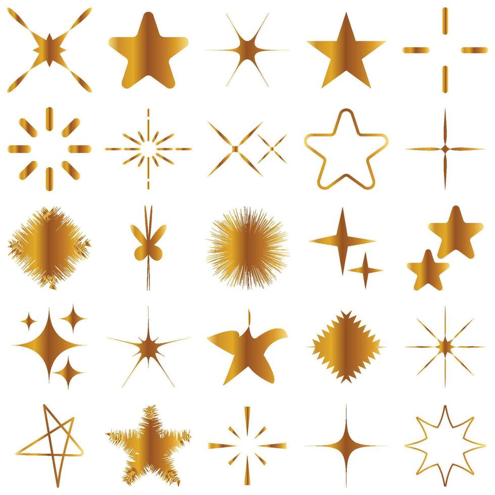 star icon decoration golden star gradient constellation vector
