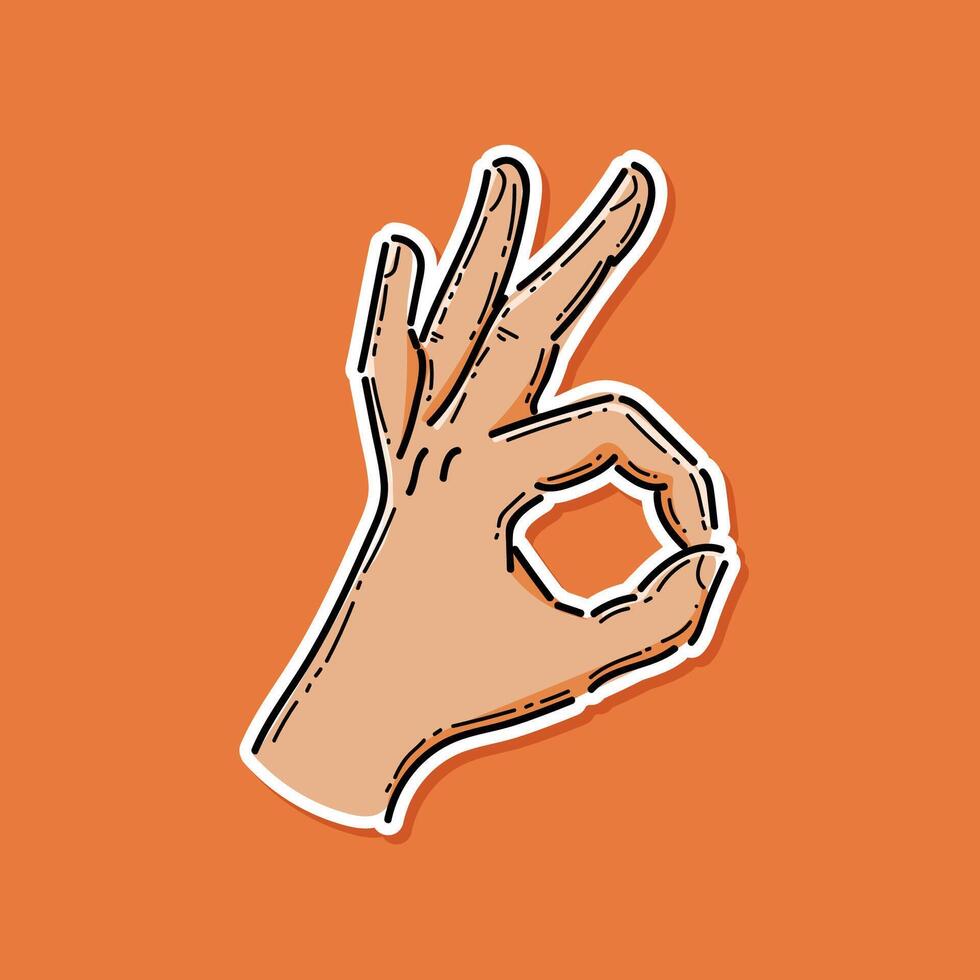 Icon symbol of the 'OK' hand gesture. Hand making ok sign. Okay, OK or ring hand gesture sign line art icon for apps and website. Compliment Awesome Awe Teamwork Good Job. Hand showing OK vector