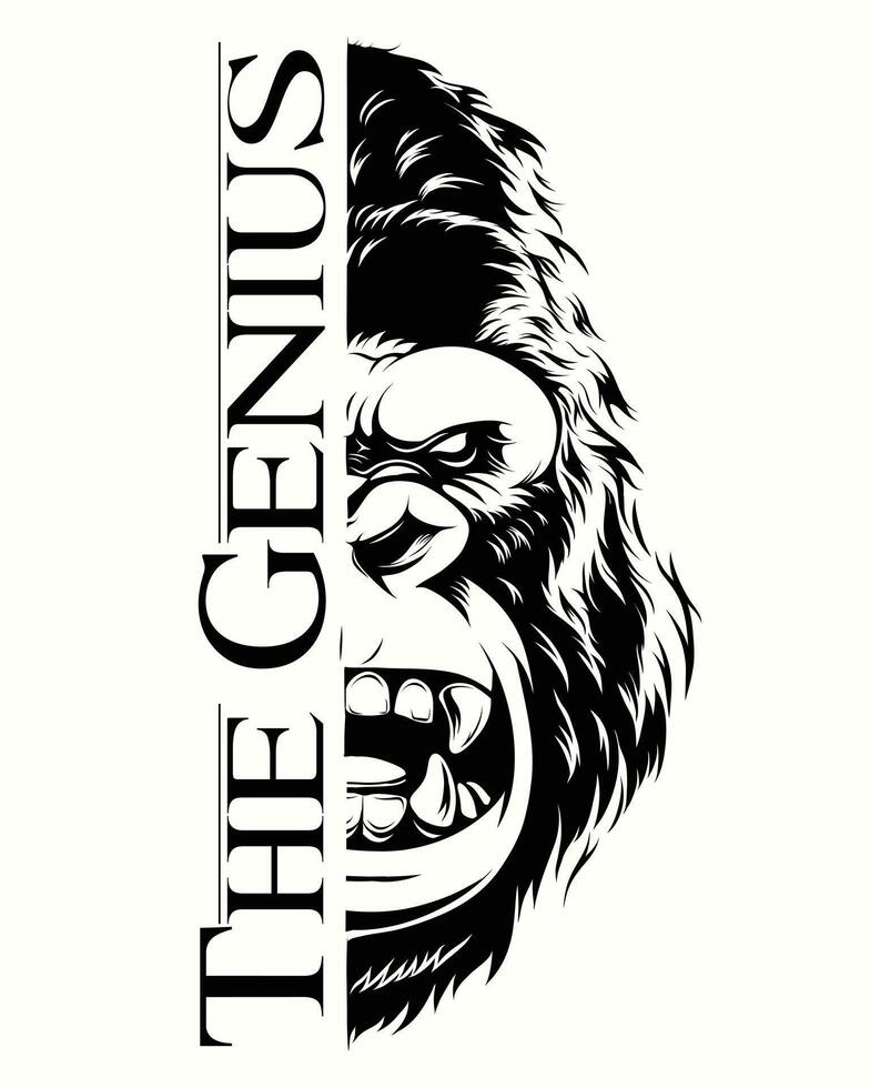 The Gorilla Illustration for Tattoo Design vector