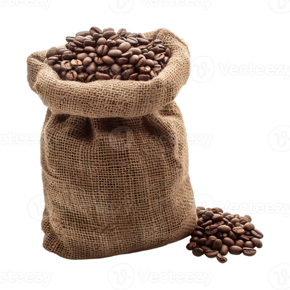 3D Rendering of a Coffee Beans in a Bag on Transparent Background png