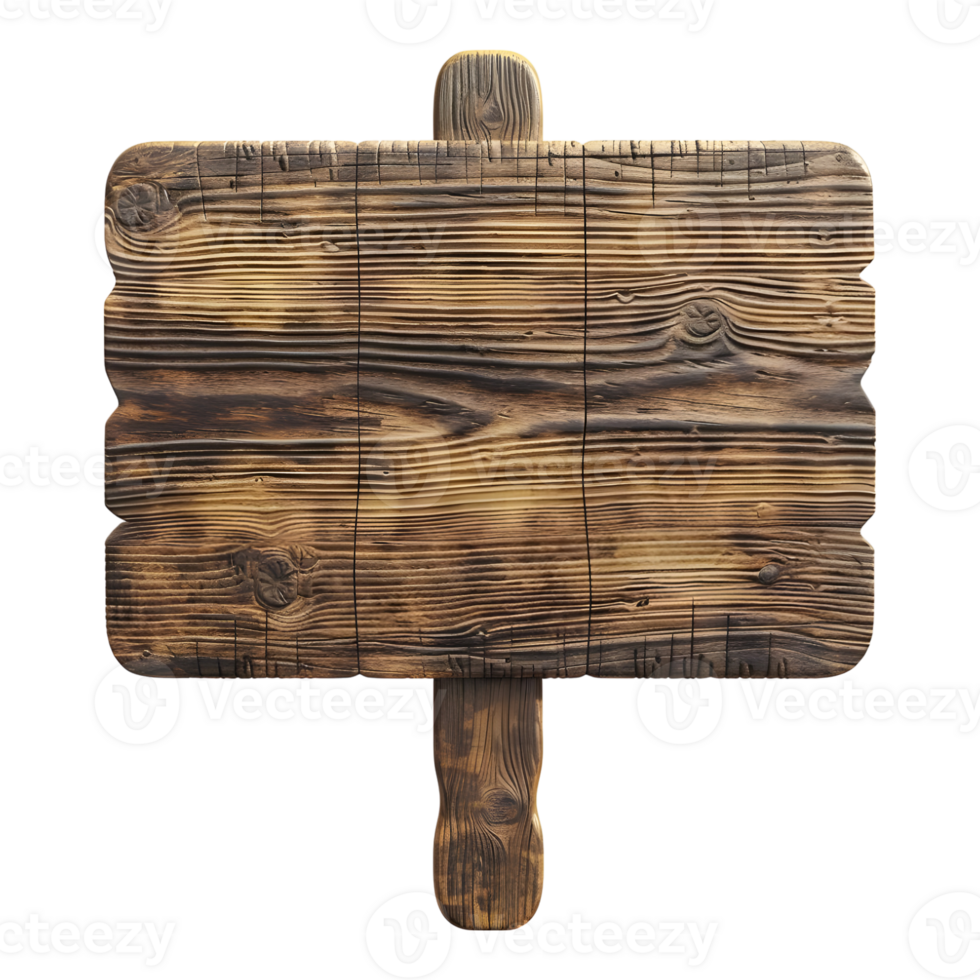 3D Rendering of a Street Wooden Sign Board on Transparent Background png
