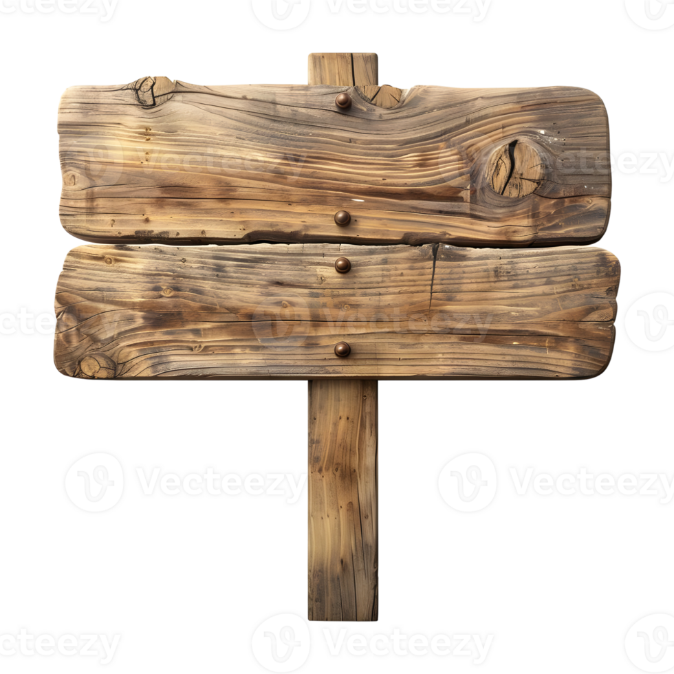 3D Rendering of a Street Wooden Sign Board on Transparent Background png