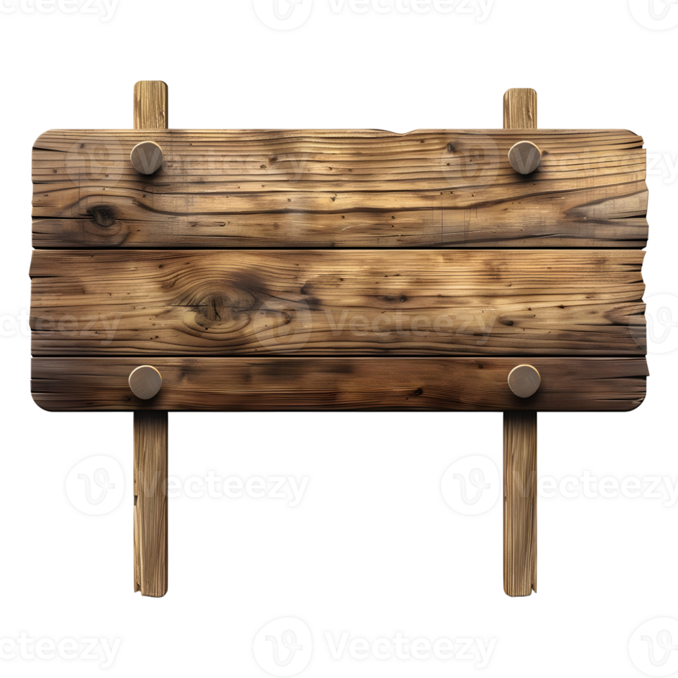 3D Rendering of a Street Wooden Sign Board on Transparent Background png