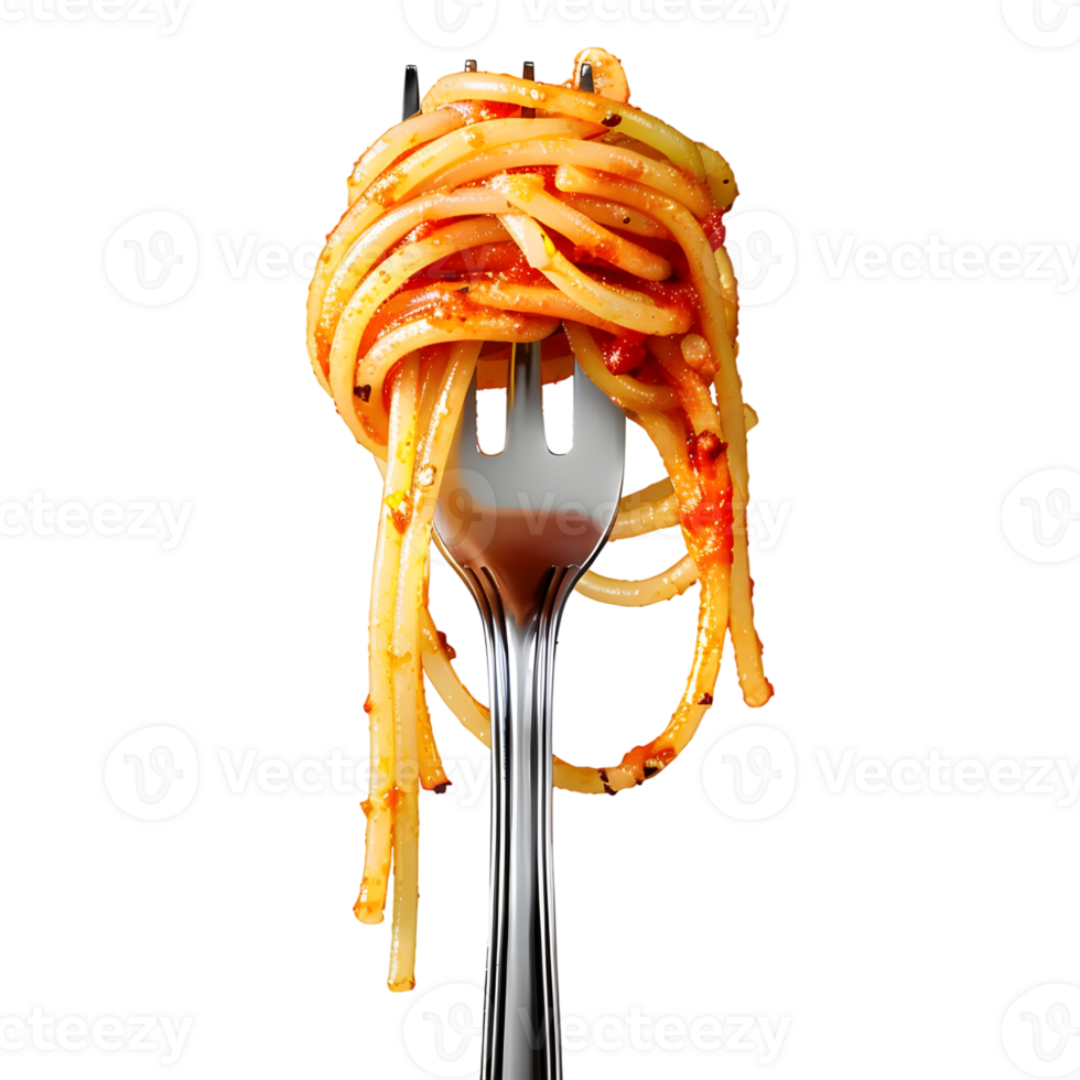 Spaghetti or Noodles on a Knife on Transparent Background png